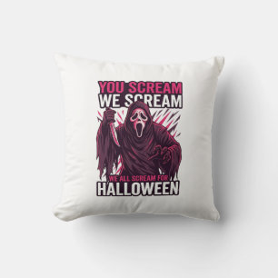 You Scream We Halloween Ghostface Bloody Knife Cushion