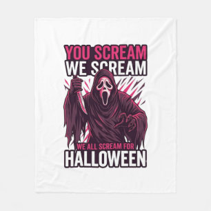 You Scream We Halloween Ghostface Bloody Knife Fleece Blanket