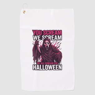 You Scream We Halloween Ghostface Bloody Knife Golf Towel