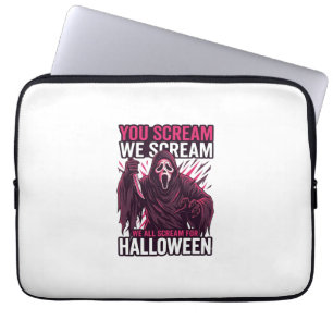 You Scream We Halloween Ghostface Bloody Knife Laptop Sleeve