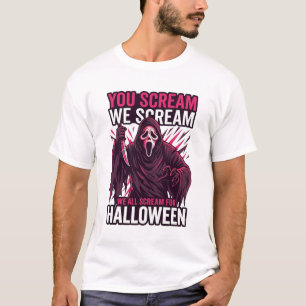 You Scream We Halloween Ghostface Bloody Knife T-Shirt