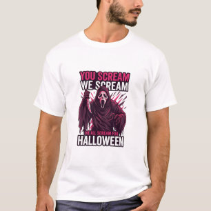 You Scream We Halloween Ghostface Bloody Knife T-Shirt