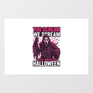 You Scream We Halloween Ghostface Bloody Knife Window Cling