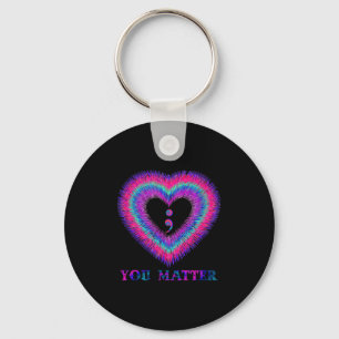 You Semicolon Heart Suicide Prevention Awareness Key Ring