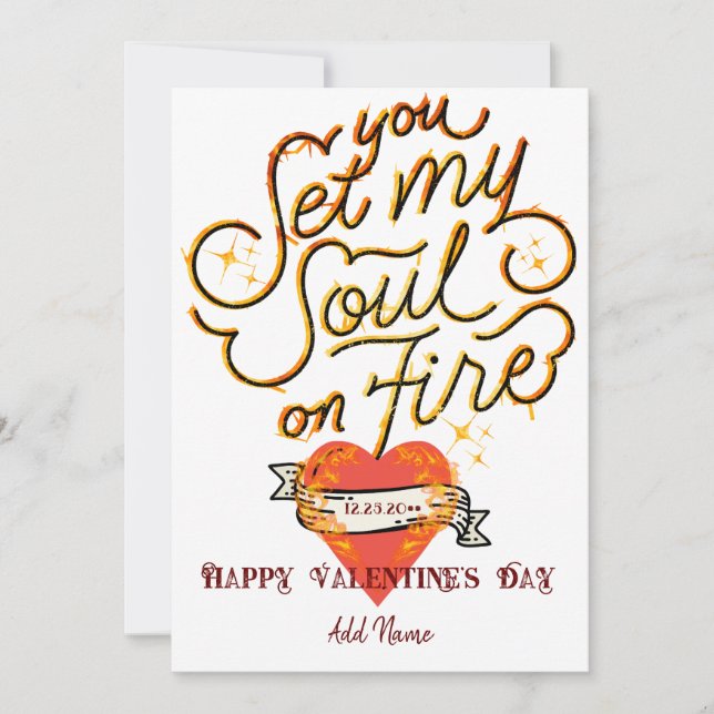 You Set My Soul On Fire Gothic Heart Valentine Holiday Card (Front)