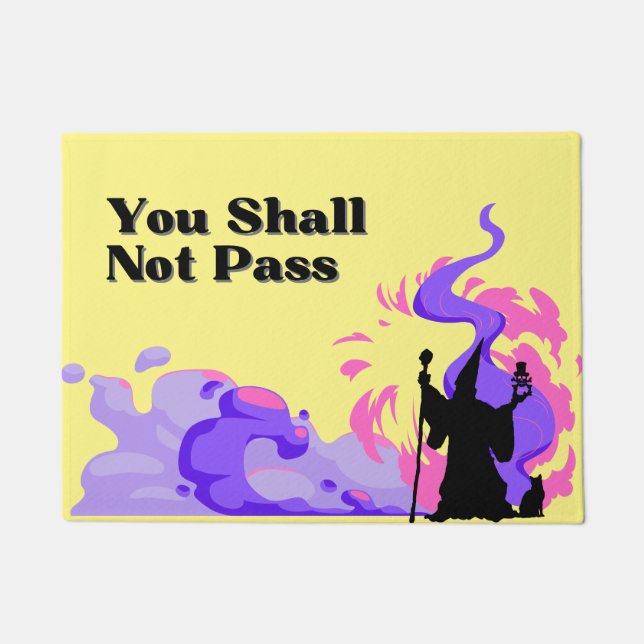 "You Shall Not Pass" hand drawn wizard on a Doormat (Front)
