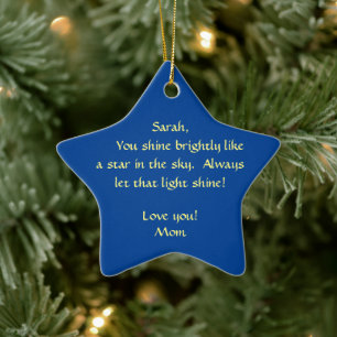 YOU SHINE LIKE A STAR! MOTHER TO DAUGHTER/THANK YO CERAMIC TREE DECORATION