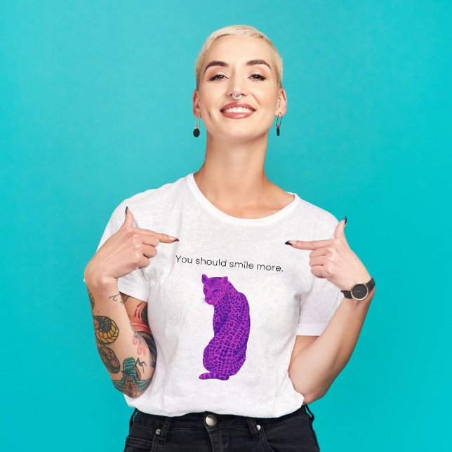 You Should Smile More Feminist Hot Pink Leopard T-Shirt (Creator Uploaded)
