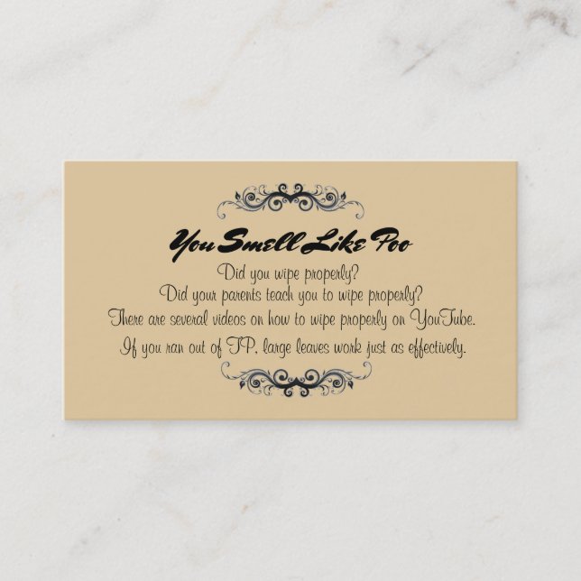 You Smell Like Poo Business Cards (Front)