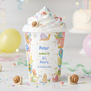 You snailed it! watercolor snail birthday paper cups