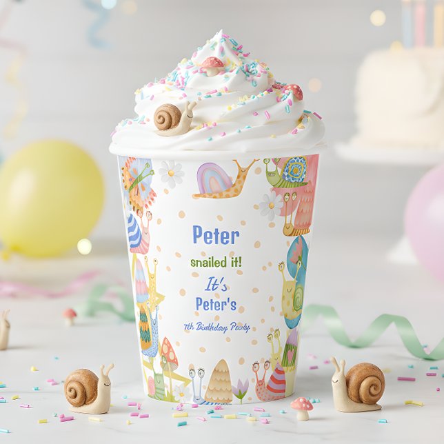 You snailed it! watercolor snail birthday paper cups (Creator Uploaded)