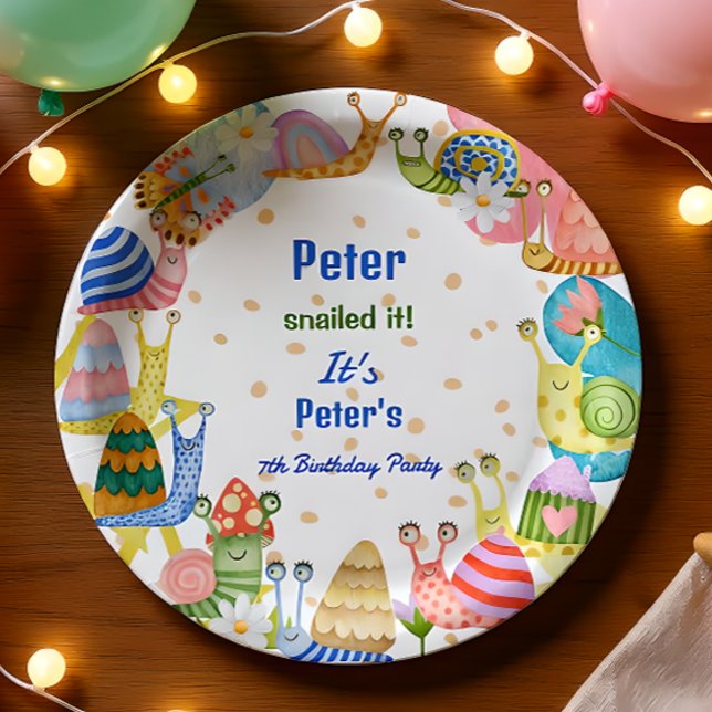 You snailed it! watercolor snail birthday paper plate (Creator Uploaded)