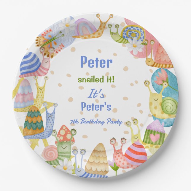 You snailed it! watercolor snail birthday paper plate (Front)