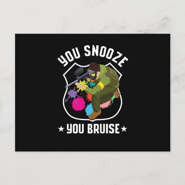 You Snooze You Bruise Paintball Player Marker Gift Postcard (Front)