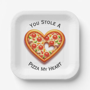 You Stole A Pizza My Heart Pizza Love Paper Plate 