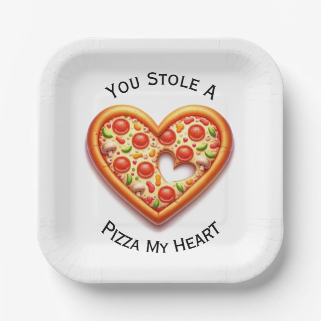 You Stole A Pizza My Heart Pizza Love Paper Plate  (Front)