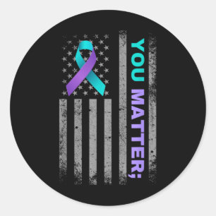 You Suicide Prevention Awareness American Flag Rib Classic Round Sticker