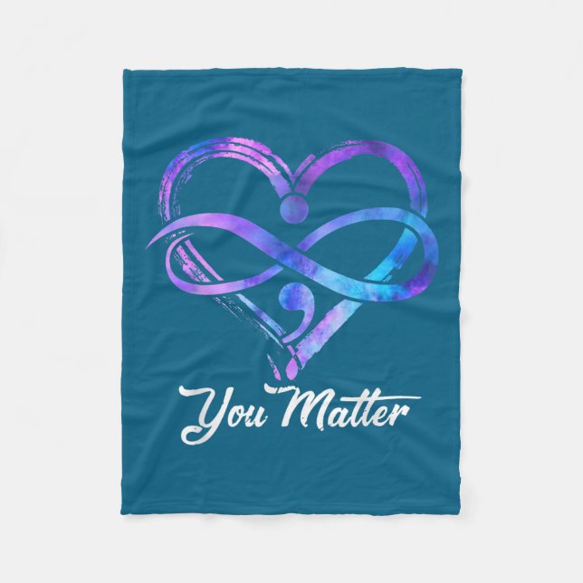 You Suicide Prevention Awareness Heart Men Women  Fleece Blanket (Front)
