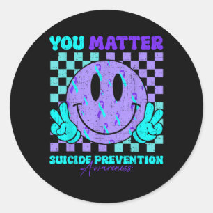 You Suicide Prevention Awareness Teal & Purple Classic Round Sticker