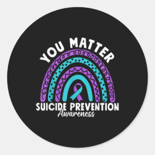 You Suicide Prevention Awareness Teal & Purple Classic Round Sticker