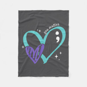 You Suicide Prevention Awareness Teal &amp; Purple Fleece Blanket
