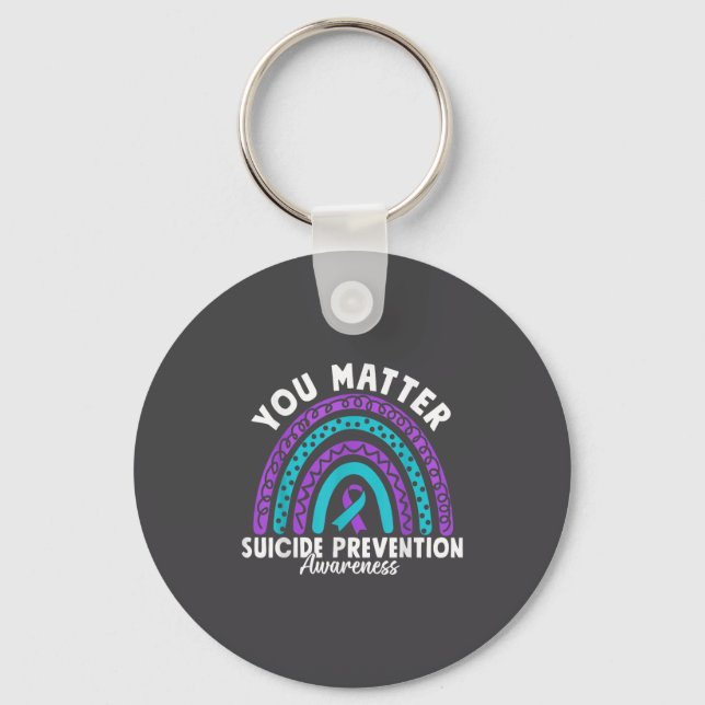 You Suicide Prevention Awareness Teal &amp; Purple Key Ring (Front)