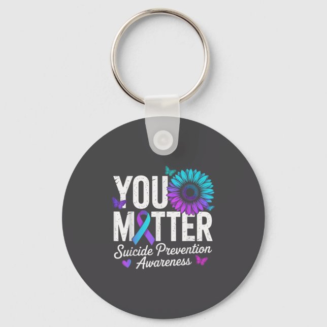 You Suicide Prevention Awareness Teal &amp; Purple Key Ring (Front)