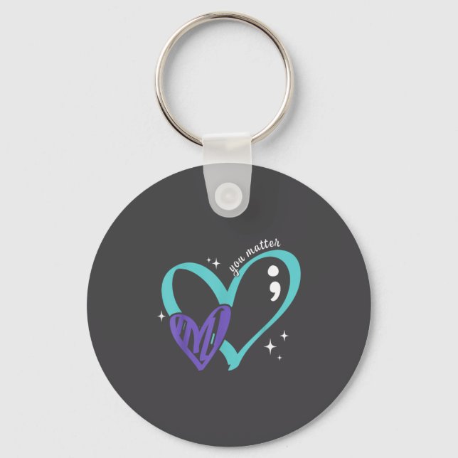 You Suicide Prevention Awareness Teal &amp; Purple Key Ring (Front)