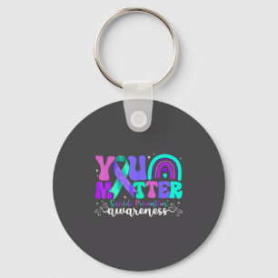 You Suicide Prevention Awareness Teal & Purple Key Ring