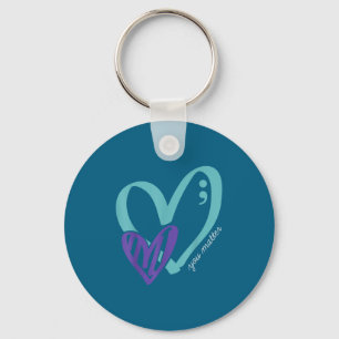 You Suicide Prevention Awareness Teal Purple Heart Key Ring