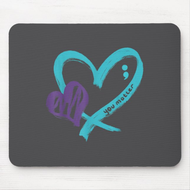 You Suicide Prevention Awareness Teal Purple Heart Mouse Mat (Front)