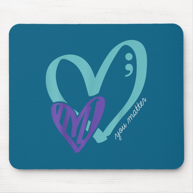 You Suicide Prevention Awareness Teal Purple Heart Mouse Mat (Front)