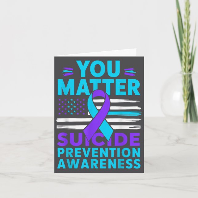 You Suicide Prevention Awareness Teal Purple Ribbo Card (Front)
