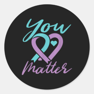 You Suicide Prevention Awareness Teal Purple Ribbo Classic Round Sticker