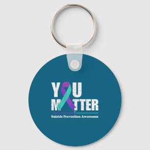 You Suicide Prevention Awareness Teal Purple Ribbo Key Ring