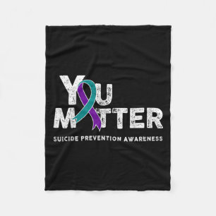 You Suicide Prevention Month Gift Teal Purple Ribb Fleece Blanket