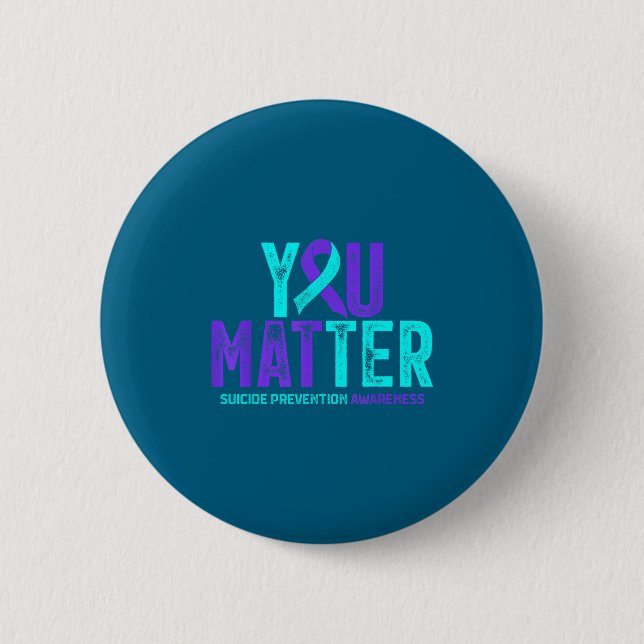 You - Suicide Prevention Teal Purple Awareness Rib 6 Cm Round Badge (Front)