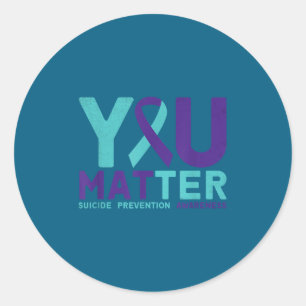 You - Suicide Prevention Teal Purple Awareness Rib Classic Round Sticker