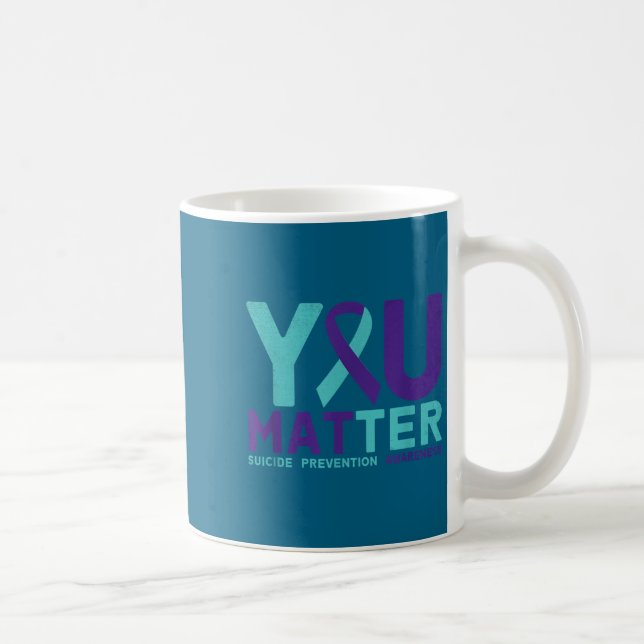You - Suicide Prevention Teal Purple Awareness Rib Coffee Mug (Right)