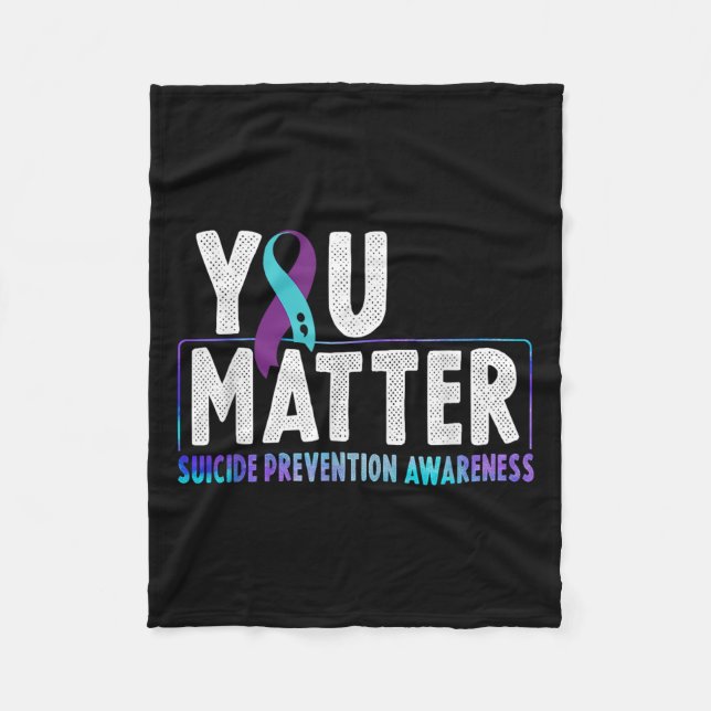 You - Suicide Prevention Teal Purple Awareness Rib Fleece Blanket (Front)