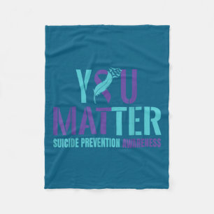 You - Suicide Prevention Teal Purple Awareness Rib Fleece Blanket