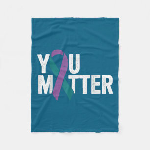 You - Suicide Prevention Teal Purple Awareness Rib Fleece Blanket