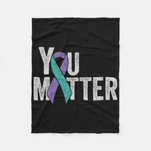 You - Suicide Prevention Teal Purple Awareness Rib Fleece Blanket