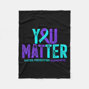 You - Suicide Prevention Teal Purple Awareness Rib Fleece Blanket