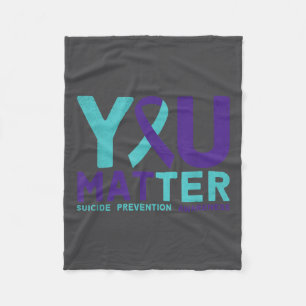 You - Suicide Prevention Teal Purple Awareness Rib Fleece Blanket