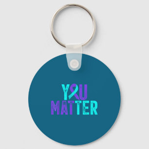 You - Suicide Prevention Teal Purple Awareness Rib Key Ring