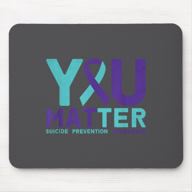 You - Suicide Prevention Teal Purple Awareness Rib Mouse Mat (Front)