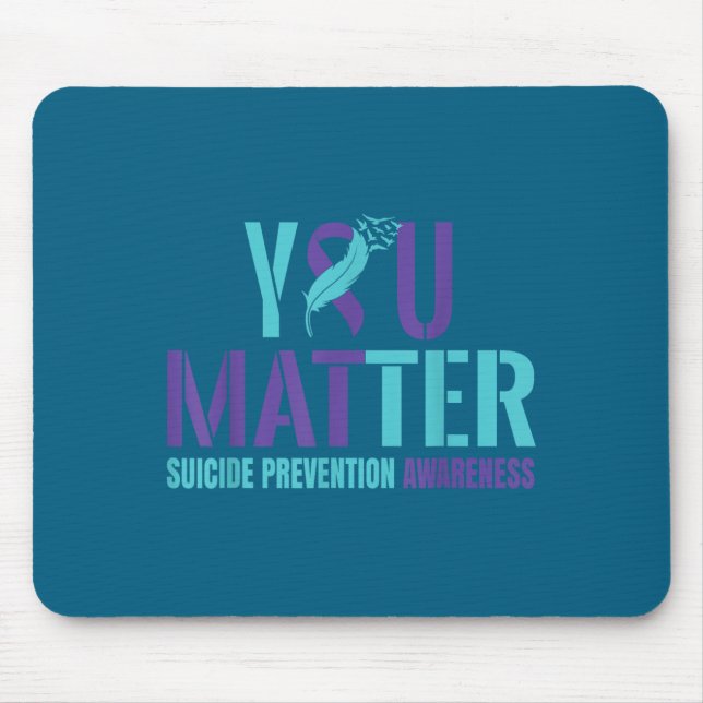 You - Suicide Prevention Teal Purple Awareness Rib Mouse Mat (Front)