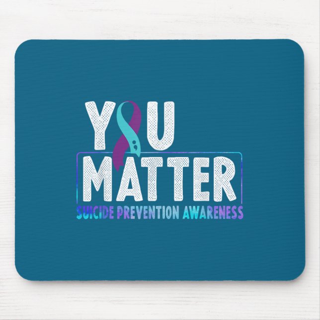 You - Suicide Prevention Teal Purple Awareness Rib Mouse Mat (Front)