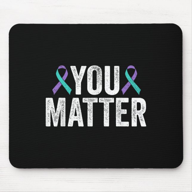 You - Suicide Prevention Teal Purple Awareness Rib Mouse Mat (Front)